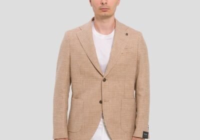 Ανδρικό-Classic-Checkered-Blazer-In-Beige-BRERAS