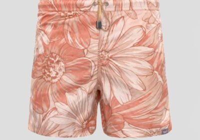 Ανδρικό-Floral-Swimwear-In-Peach-ASPESI