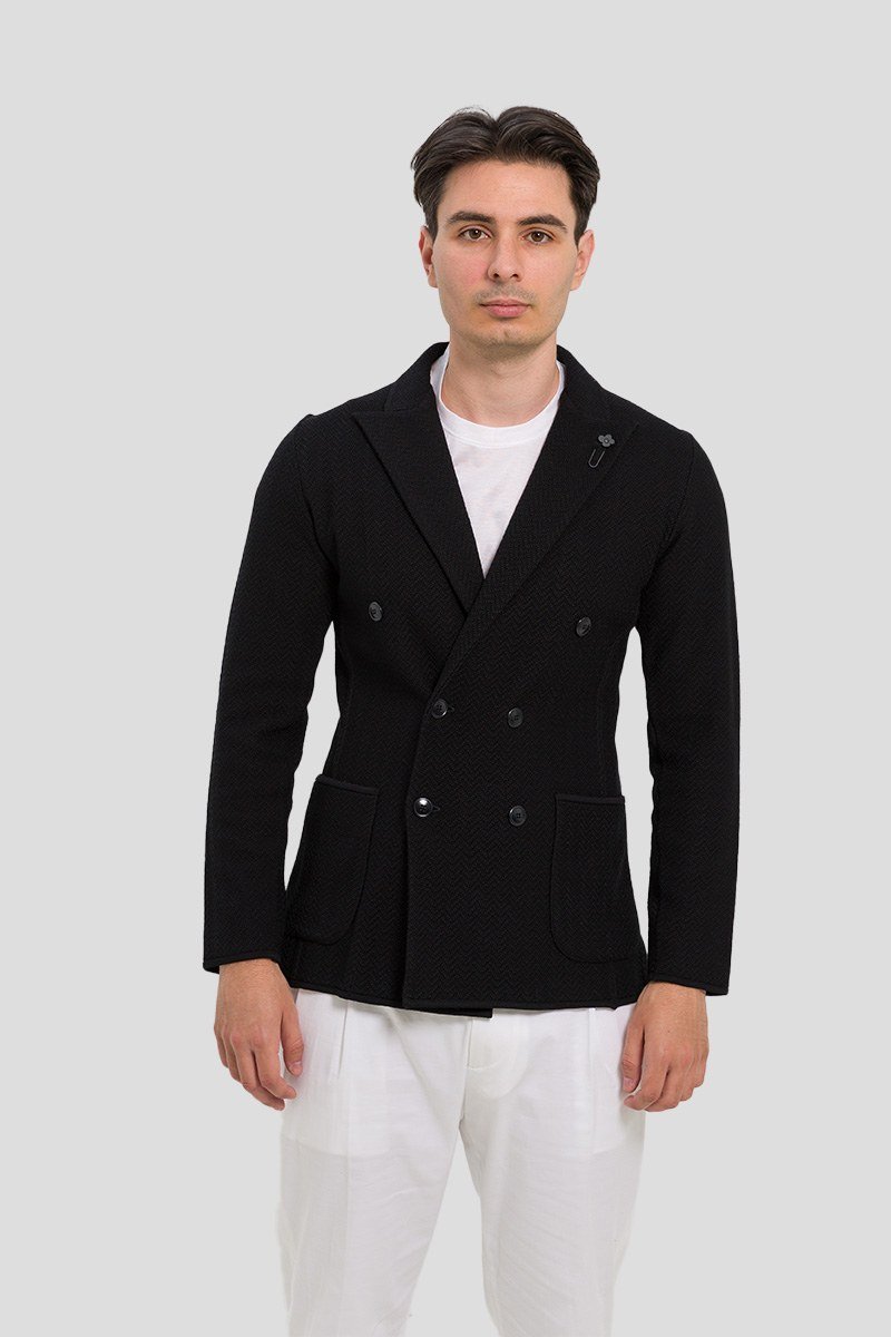 Ανδρικό-Knited-Jacket-In-Black-LARDINI