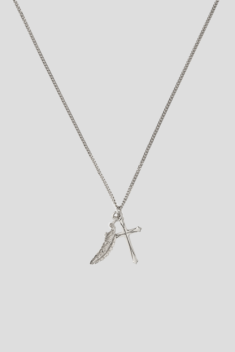 Ανδρικό Ασημί Cross Piuma Neclace EMANUELE BICOCCHI