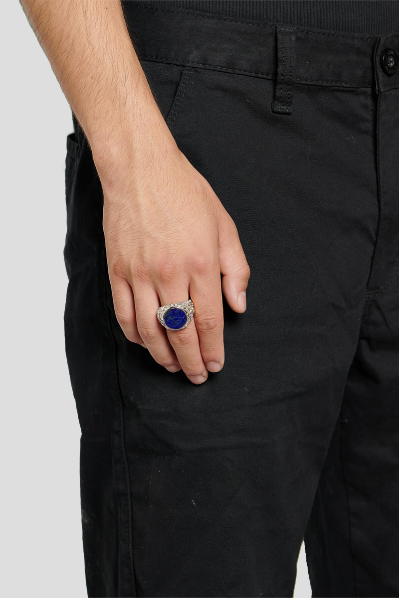 Ανδρικό Ασημί Lapis Chevalier Ring EMANUELE BICOCCHI