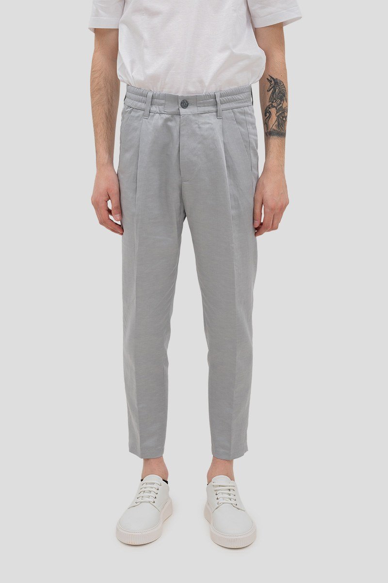 Ανδρικό-Γκρι-Casual-Trousers-With-Pleats-DRYKORN