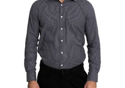 Ανδρικό-Γκρι-Check-Pattern-Button-Down-Shirt-MONK