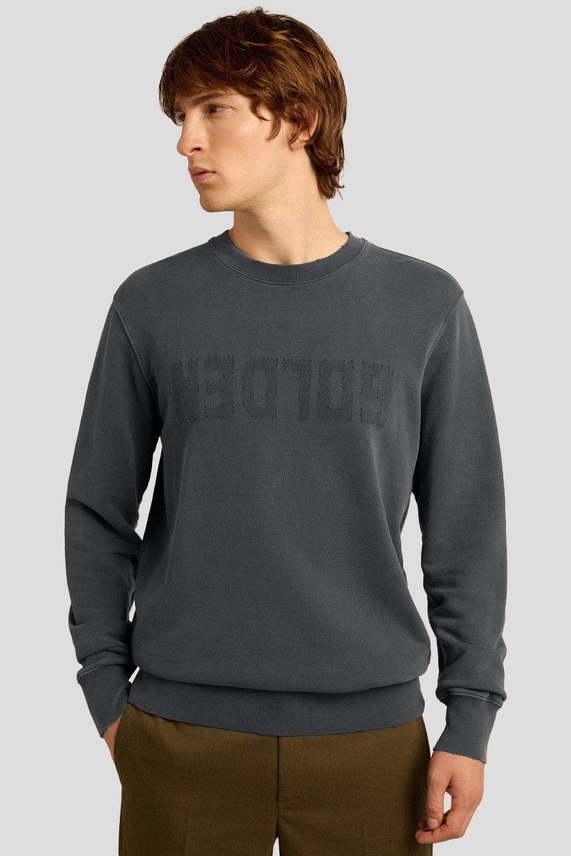 Ανδρικό Γκρι Logo Distressed Hoodie GOLDEN GOOSE