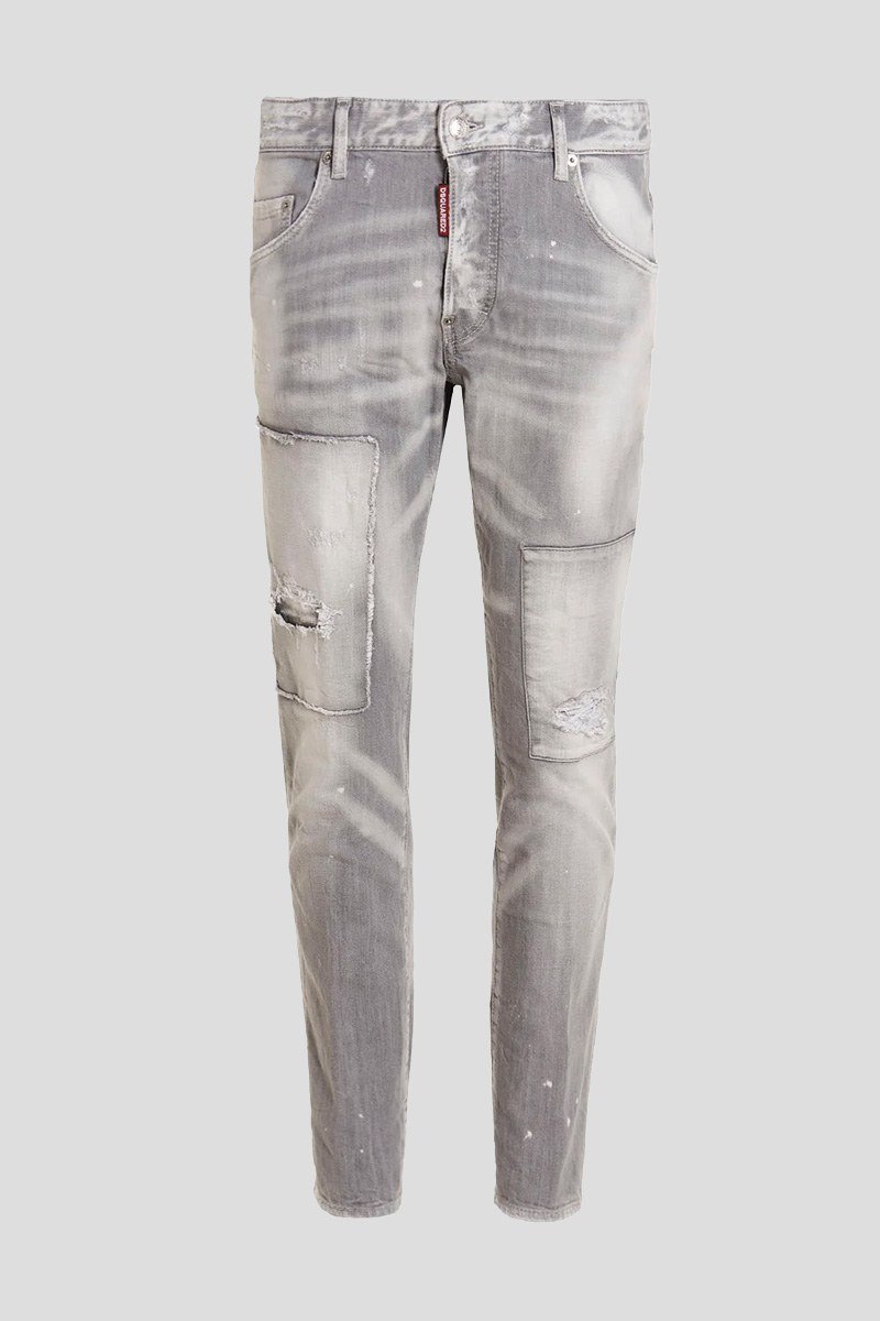 Ανδρικό-Γκρι-Logo-Patch-Distressed-Skinny-Jeans-DSQUARED