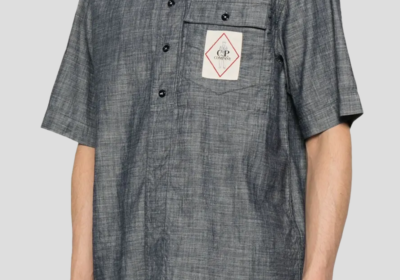 Ανδρικό-Γκρι-Logo-Patch-Shirt-C.P.-COMPANY