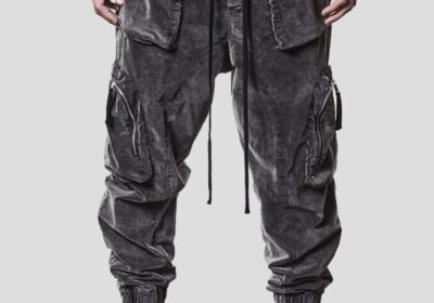 Ανδρικό-Γκρι-Mens-Velvet-Cargo-Trousers-THOM-KROM