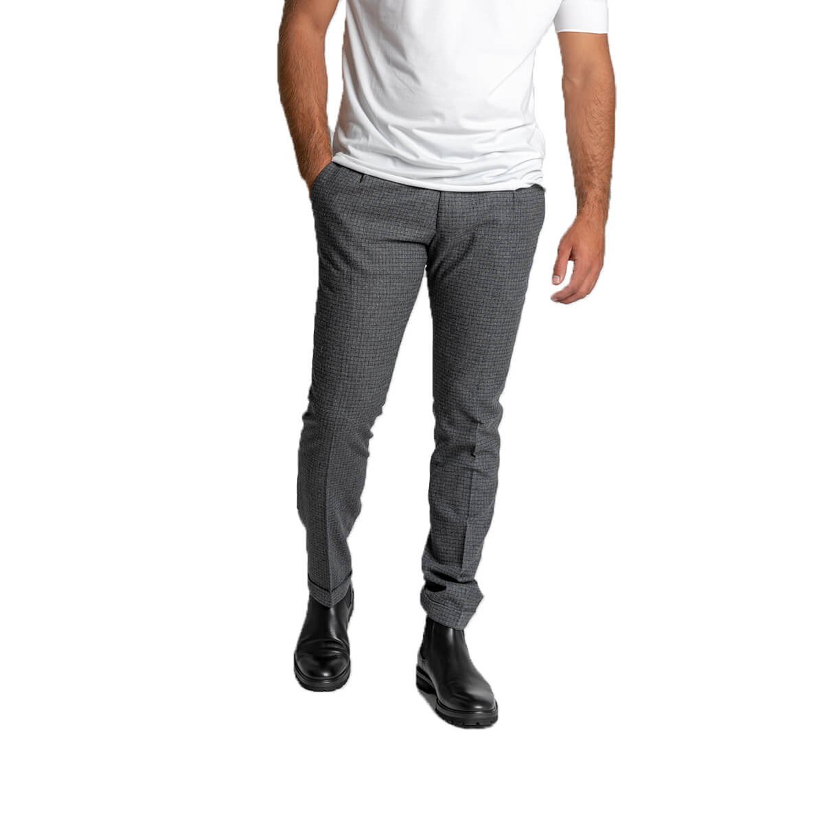 Ανδρικό-Γκρι-Tartan-Tailored-Wool-Trousers-FOUR-TEN