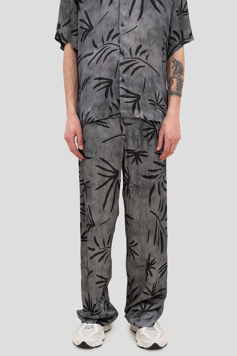 Ανδρικό-Γκρι-Trousers-With-Elastic-Waistband-And-Palm-Print-IM-BRIAN