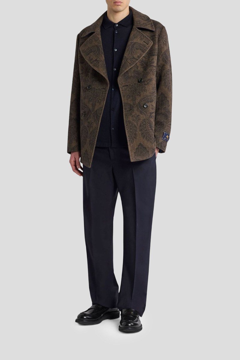 Ανδρικό Καφέ Double Breasted Peacoat ETRO