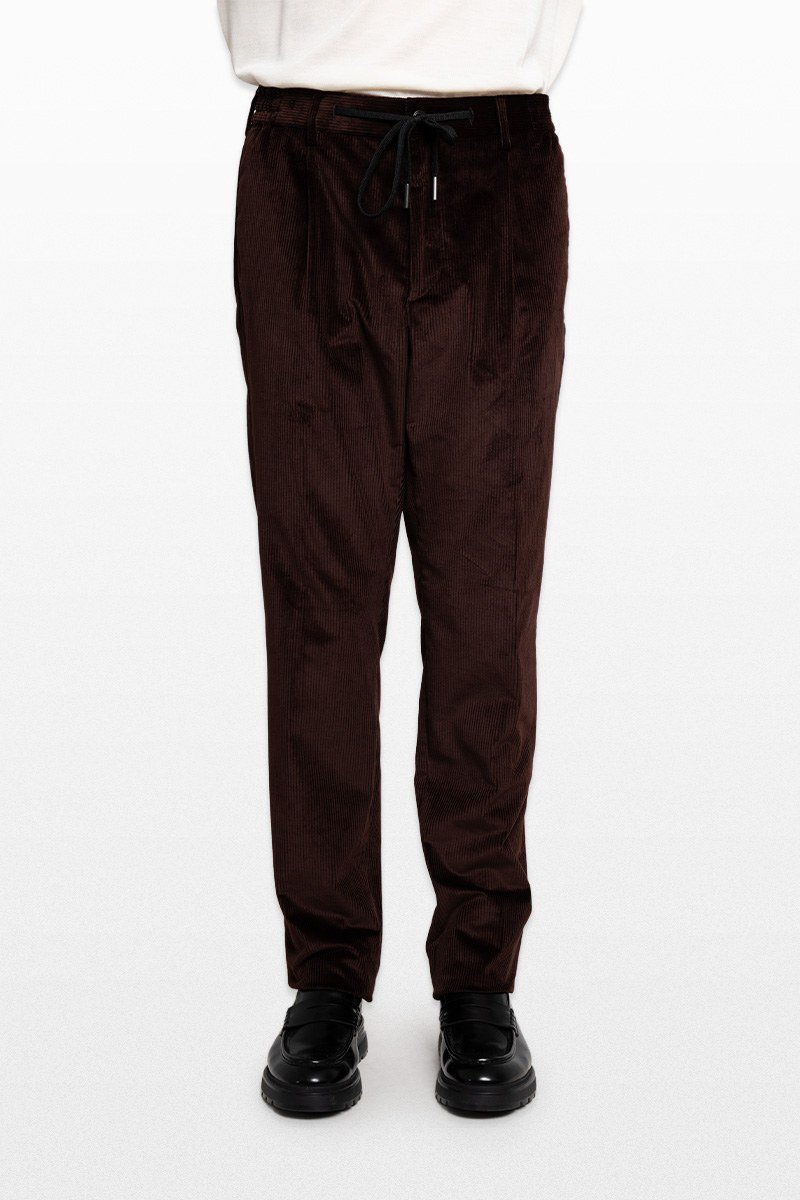 Ανδρικό-Καφέ-Drawstring-Tapered-Pants-TAGLIATORE