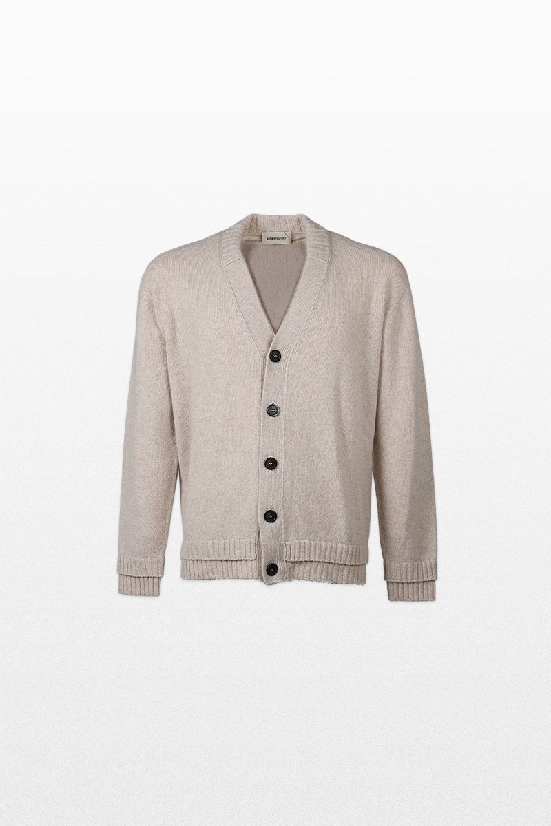 Ανδρικό-Καφέ-Knit-Cardigan-With-Buttons-ATOMO-FACTORY