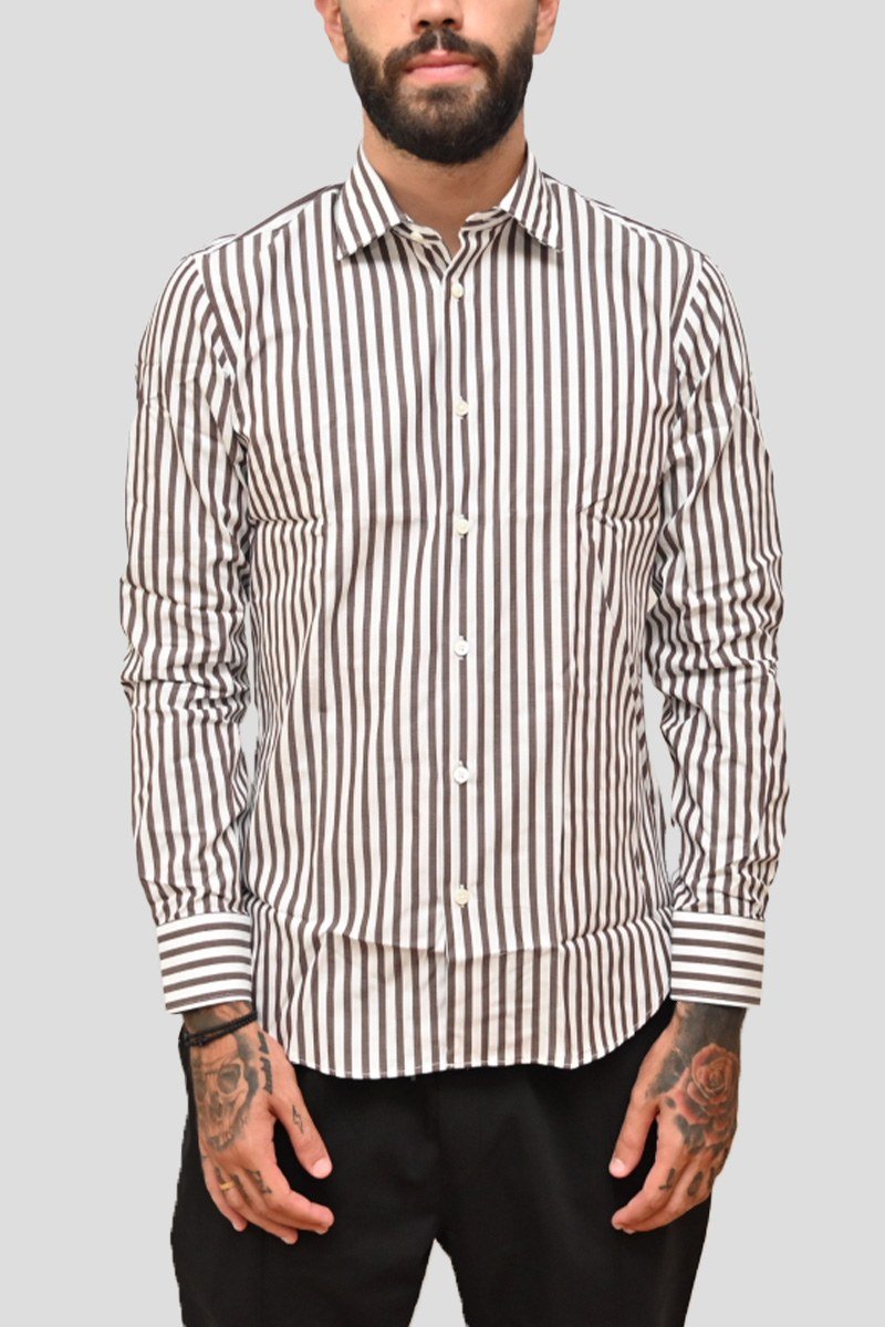 Ανδρικό-Καφέ-Stripped-Shirt-In-Brown-MIRCAM