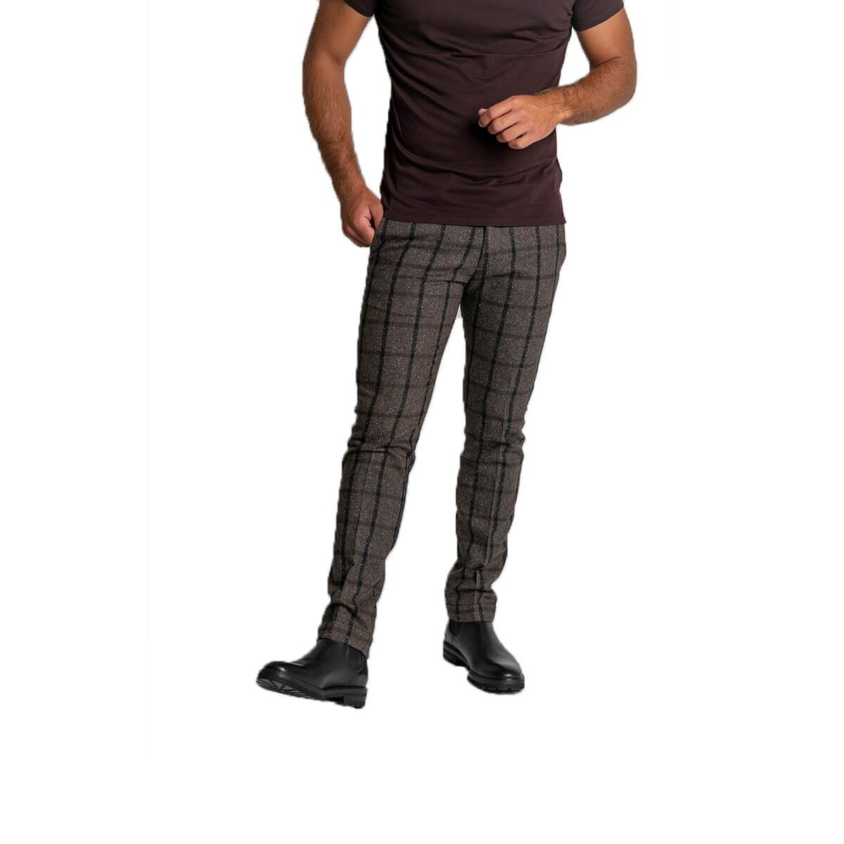 Ανδρικό Καφέ Tartan Tailored Trousers/Brown FOUR TEN