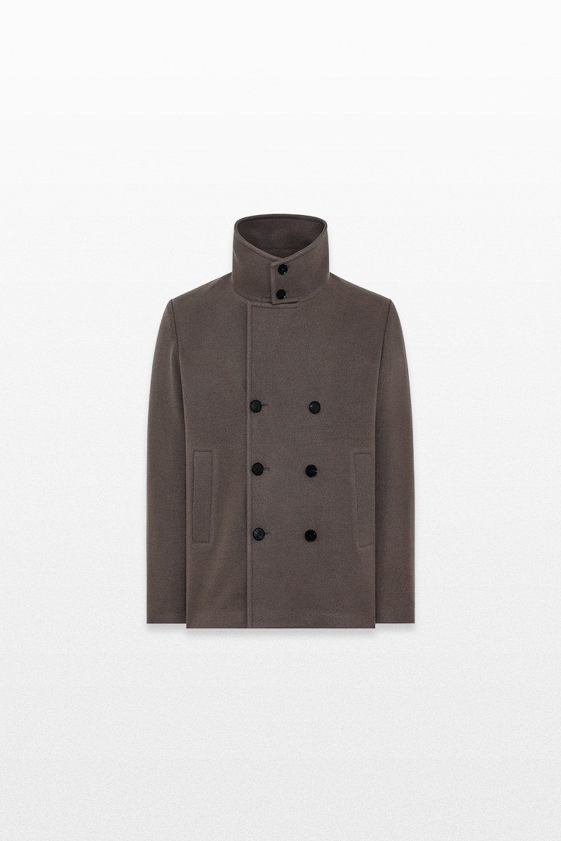 Ανδρικό-Καφέ-Unlined-Short-Peacoat-DUNO