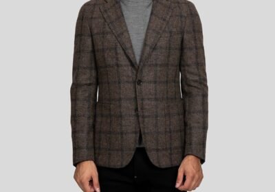 Ανδρικό-Καφέ-Windowpane-Two-Button-Sport-Coat-CC-CORNELIANI