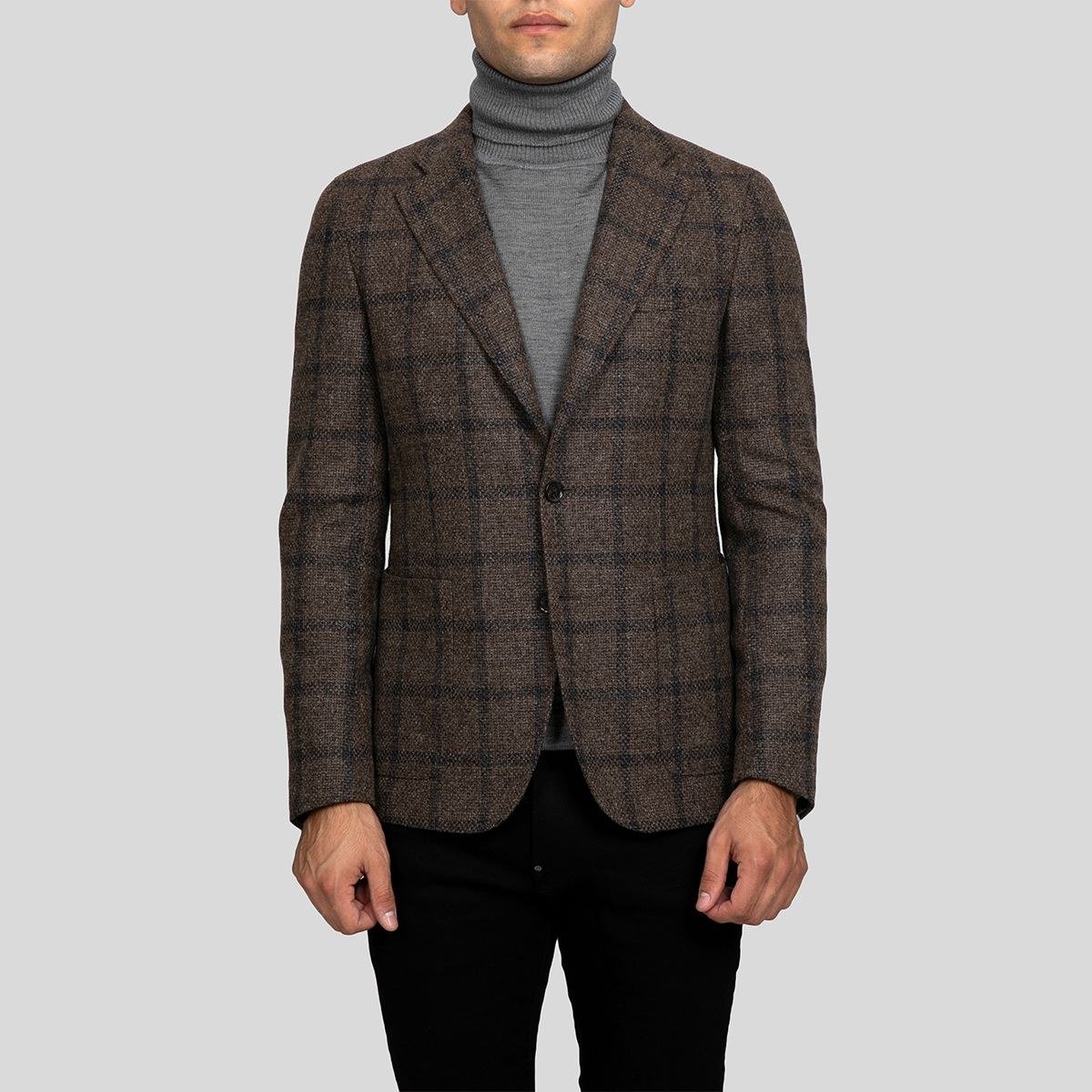 Ανδρικό-Καφέ-Windowpane-Two-Button-Sport-Coat-CC-CORNELIANI
