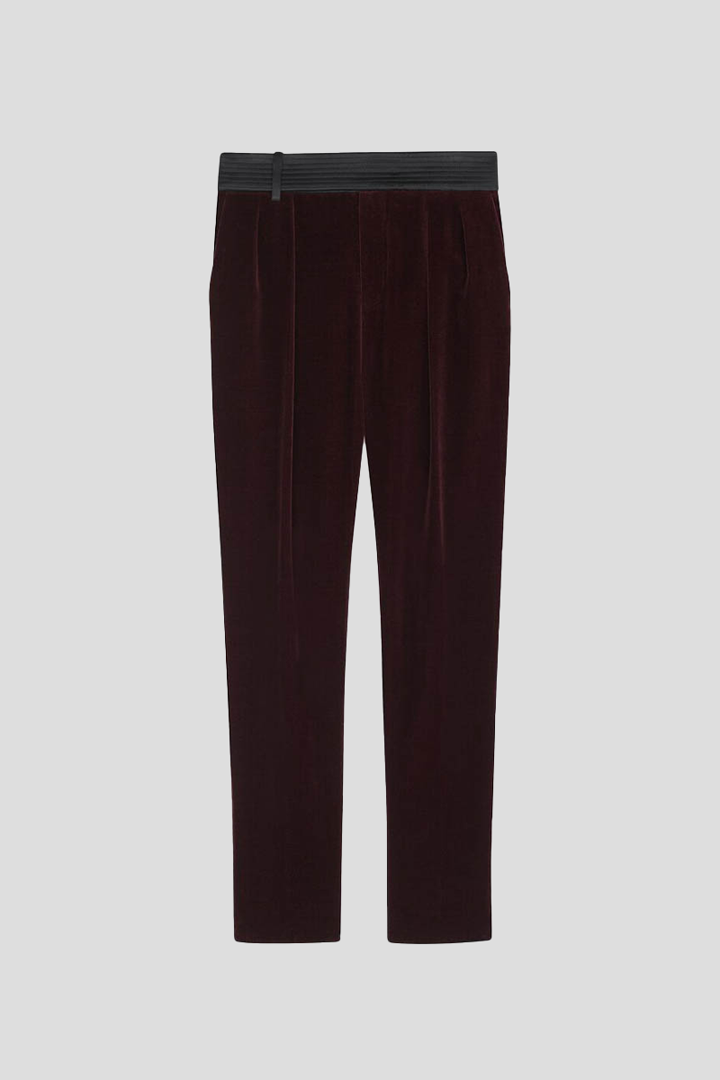 Ανδρικό-Κόκκινο-Velvet-Carrot-Fit-Pants-SAINT-LAURENT