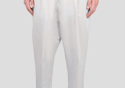 Ανδρικό-Λευκό-Carrot-Oversized-Trousers-In-White-AMI-PARIS