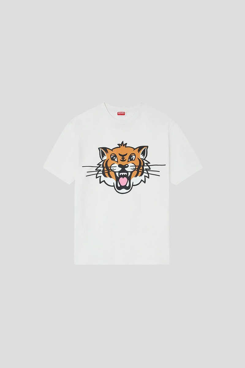 Ανδρικό-Λευκό-Happy-Tiger-T-shirt-In-Cotton-KENZO
