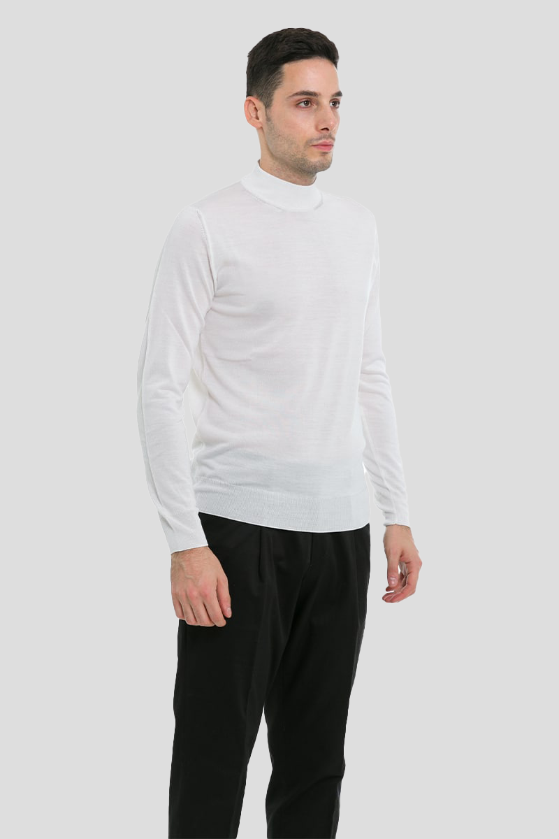 Ανδρικό Λευκό Hign Neck Sweater +39MASQ