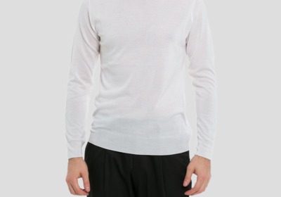 Ανδρικό-Λευκό-Hign-Neck-Sweater-In-White-39MASQ