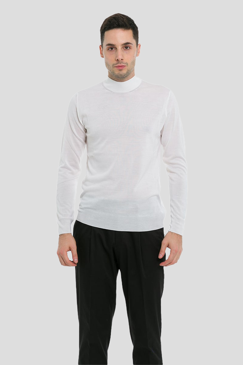 Ανδρικό Λευκό Hign Neck Sweater +39MASQ