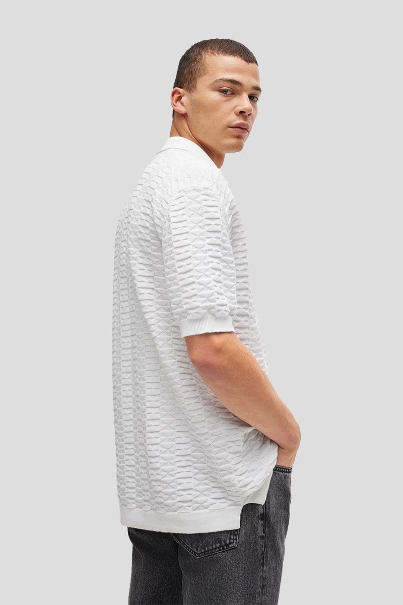 Ανδρικό Λευκό Knitted Jacquard Shirt HUGO