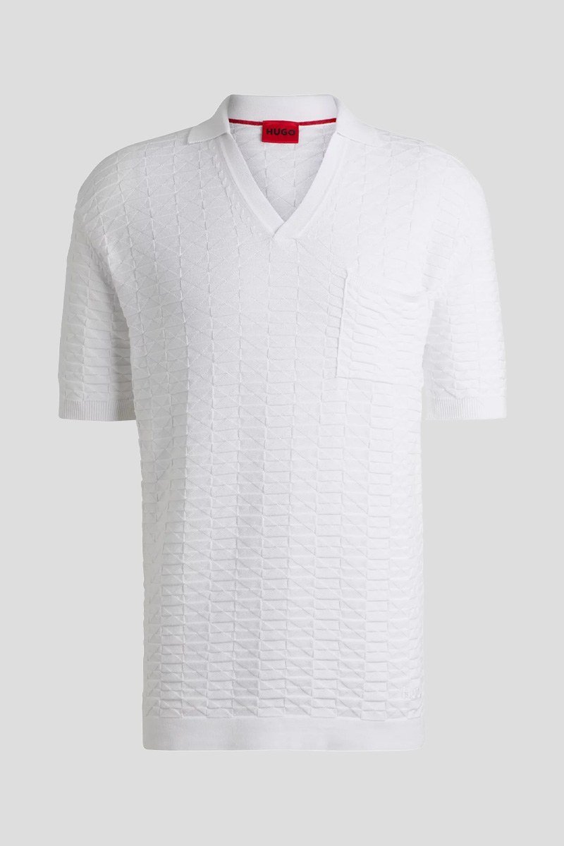 Ανδρικό-Λευκό-Knitted-Jacquard-Shirt-HUGO