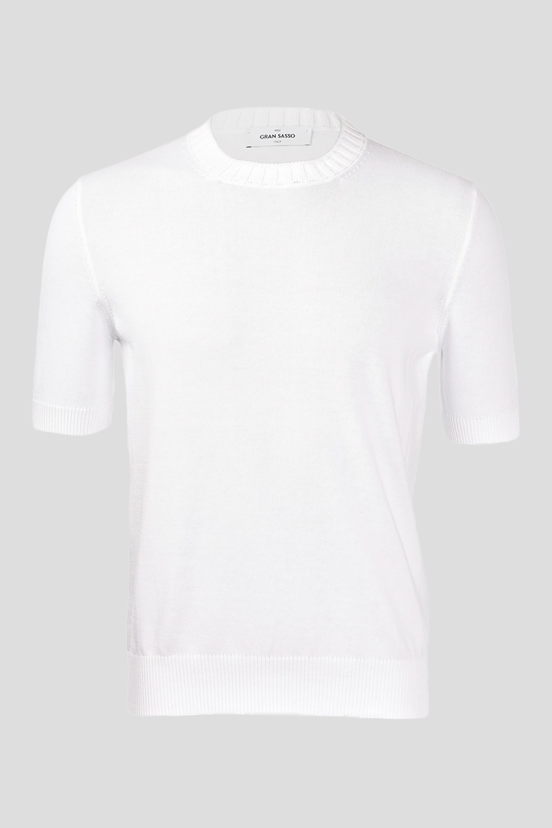 Ανδρικό-Λευκό-Knitted-T-Shirt-GRAN-SASSO