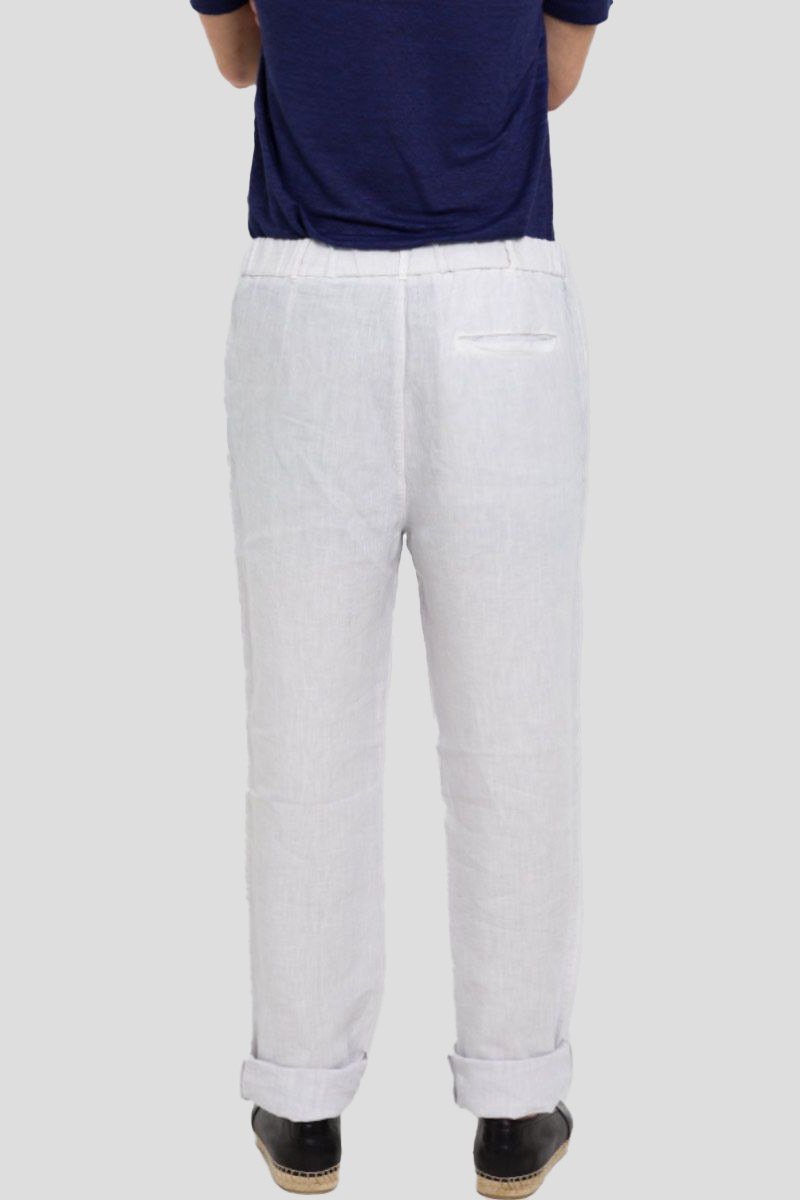 Ανδρικό Λευκό Linen Trousers Ιn 120% LINO