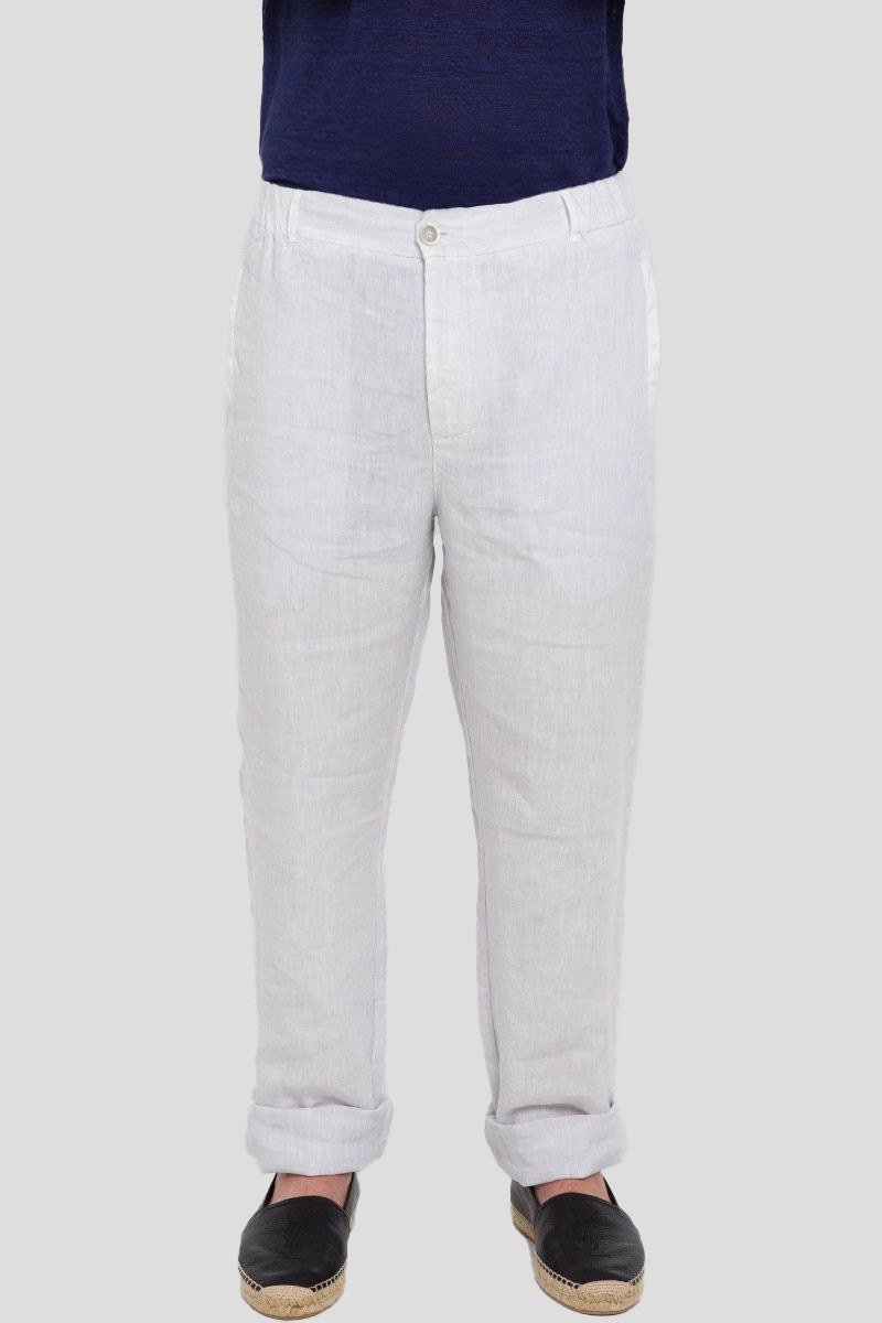 Ανδρικό Λευκό Linen Trousers Ιn 120% LINO