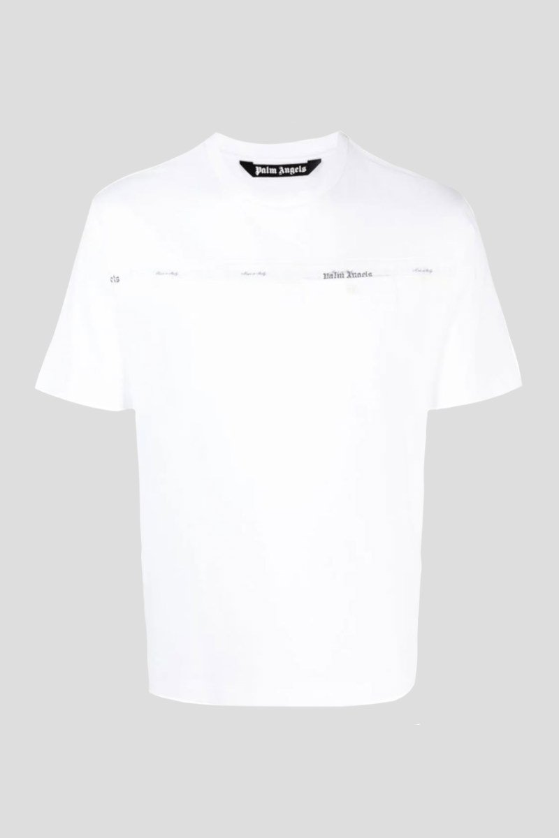 Ανδρικό-Λευκό-Logo-Stripe-White-T-Shirt-PALM-ANGELS