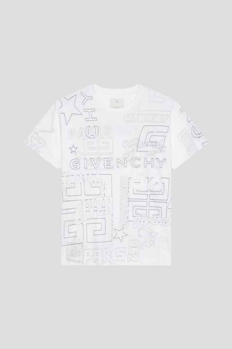 Ανδρικό-Λευκό-Oversized-Logo-Tee-With-Logo-All-over-GIVENCHY