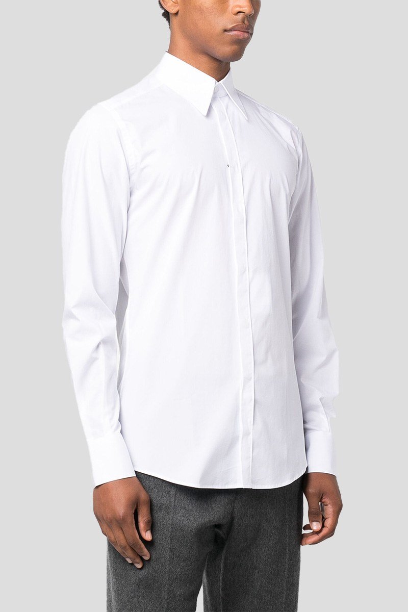 Ανδρικό Λευκό Pointed Collar Cotton DOLCE&GABBANA