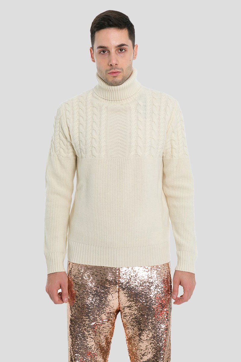 Ανδρικό-Λευκό-Turtleneck-KnitwearWhite-39MASQ