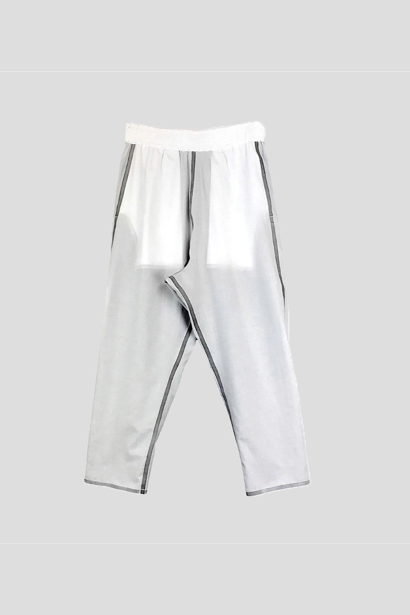 Ανδρικό-Λευκό-Two-Layer-Mussola-Crop-Trousers-BARBARA-ALAN