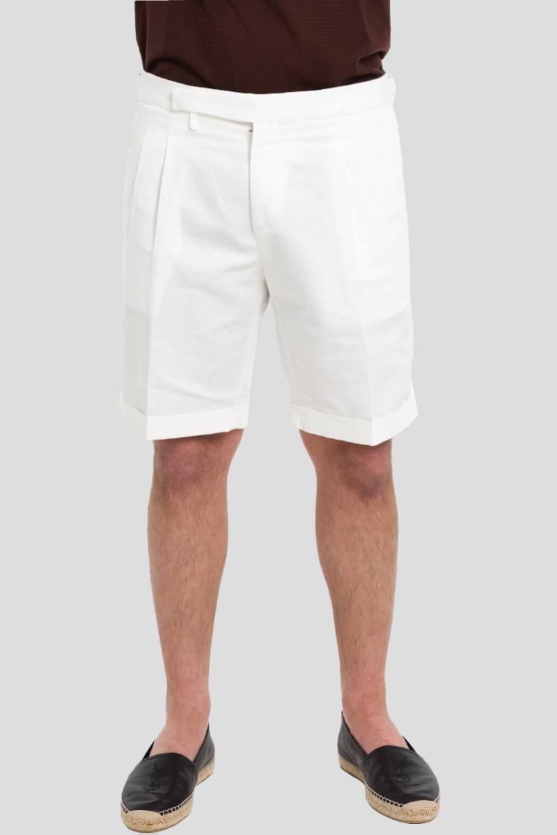 Ανδρικό-Λευκό-White-Bermuda-With-Pleats-BRIGLIA