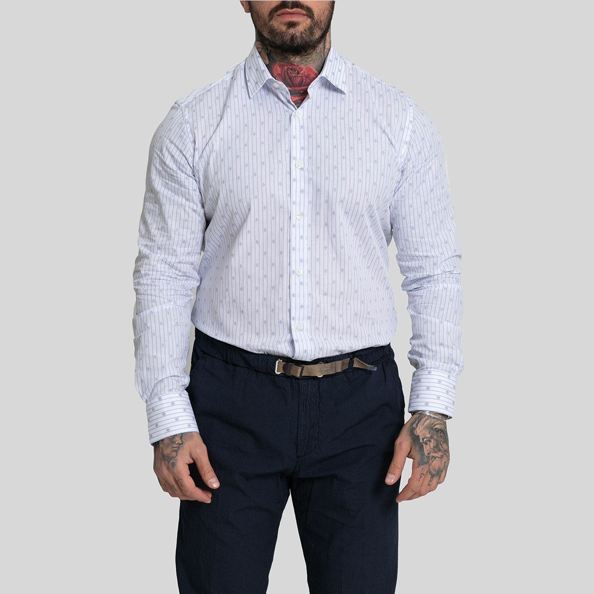 Ανδρικό-Λευκό-White-Cotton-Shirt-Mircam-MIRCAM