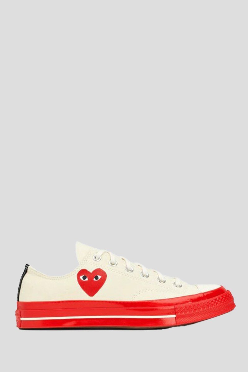 Ανδρικό-Λευκό-White-Low-Top-Red-Sole-Sneakers-COMME-DES-GARCONS-PLAY
