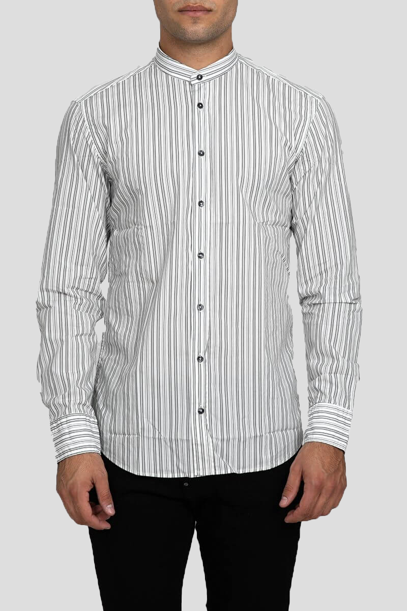 Ανδρικό-Λευκό-White-Pinstripe-Long-Sleeved-Shirt-BASTONCINO