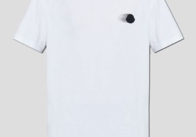 Ανδρικό-Λευκό-White-T-shirt-With-Logo-Patch-MONCLER