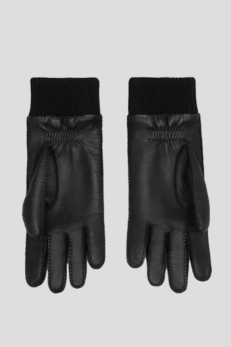 Ανδρικό ΜΑΥΡΟ Leather Patch Gloves AMI PARIS