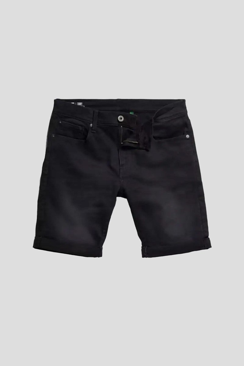 Ανδρικό-Μαύρο-3301-Slim-Denim-Shorts-G-STAR