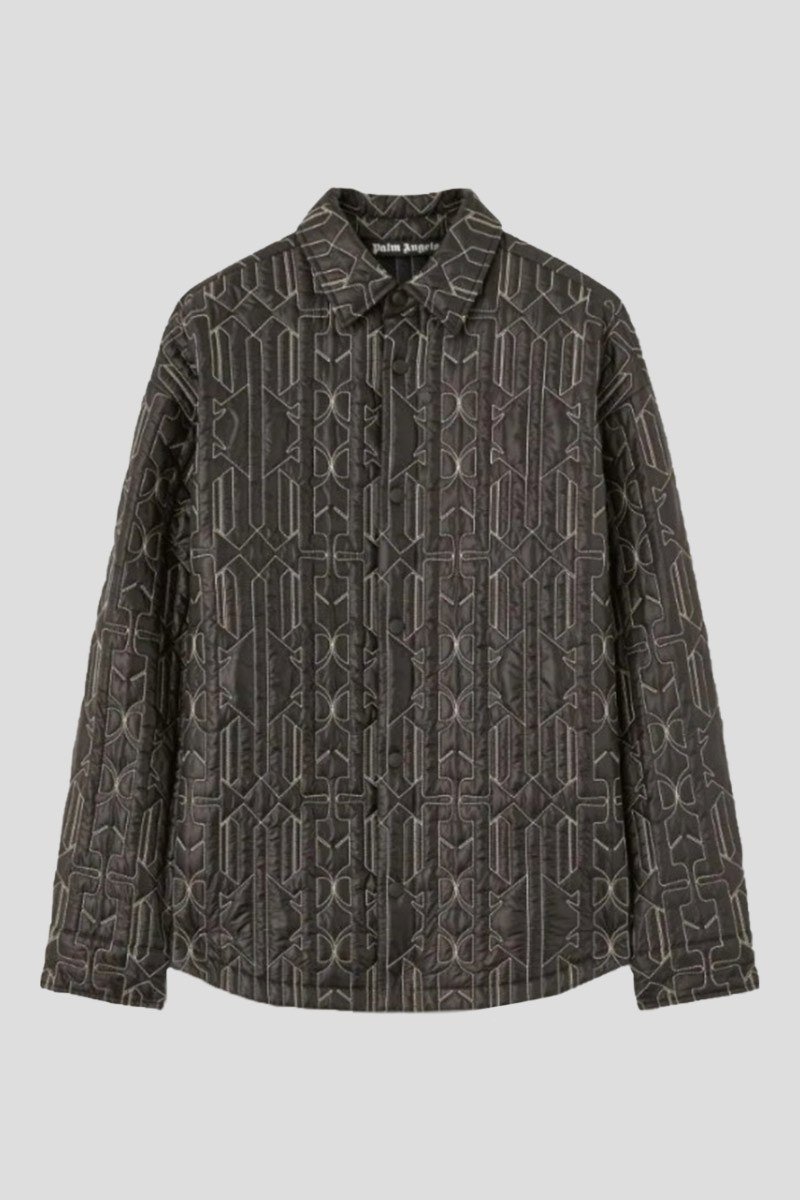 Ανδρικό-Μαύρο-All-Over-Monogram-Quilted-Overshirt-PALM-ANGELS