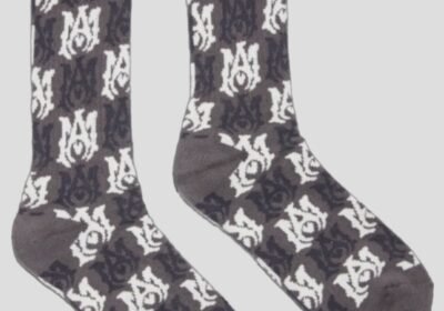 Ανδρικό-Μαύρο-All-Over-Print-Logo-Socks-AMIRI