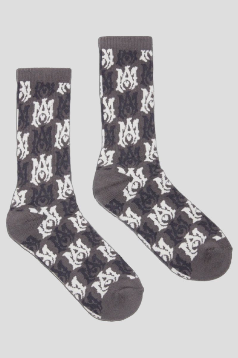 Ανδρικό-Μαύρο-All-Over-Print-Logo-Socks-AMIRI