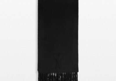 Ανδρικό-Μαύρο-Ami-De-Coeur-Embossed-Scarf-AMI-PARIS