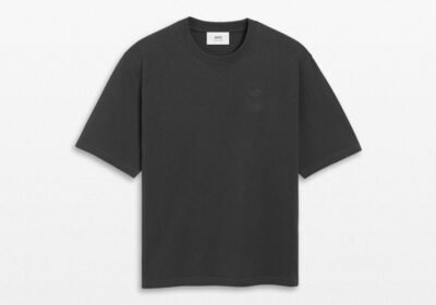Ανδρικό-Μαύρο-Ami-De-Coeur-Embossed-T-Shirt-AMI-PARIS