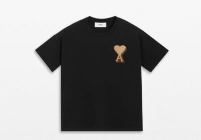 Ανδρικό-Μαύρο-Ami-De-Coeur-Patch-T-Shirt-AMI-PARIS